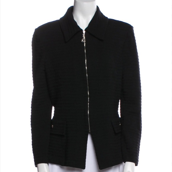 Vintage St. John Collection by Marie Gray Zip Lady Jacket in Black Women’s Sz 12 - Picture 3 of 7